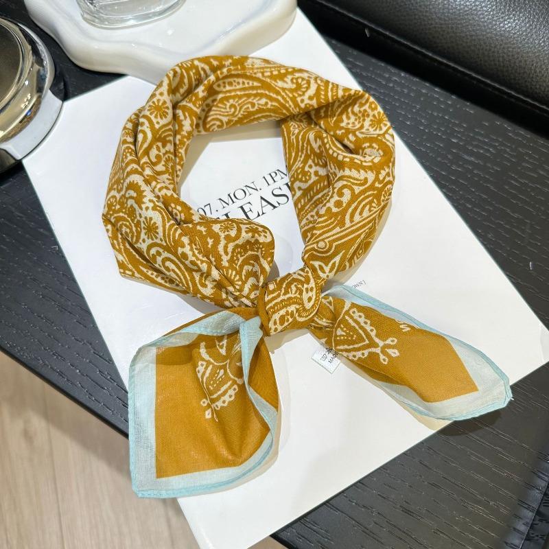 Spring and Autumn pure cotton 55cm small square scarf women's literary silk scarf versatile decorative scarf thin headscarf headband scarf