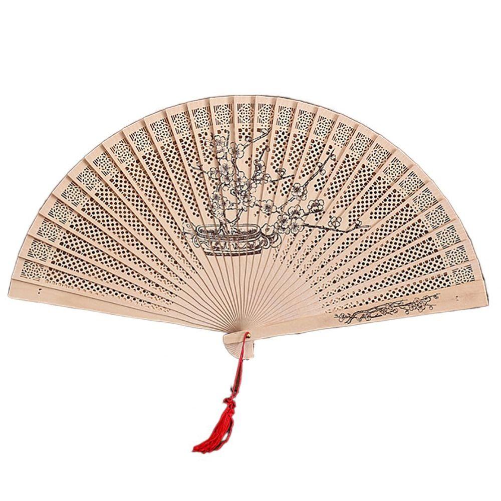 Ventaglio di legno dipinto di sandalo stile cinese retrò ventaglio pieghevole regalo ventaglio pieghevole intagliato vuoto