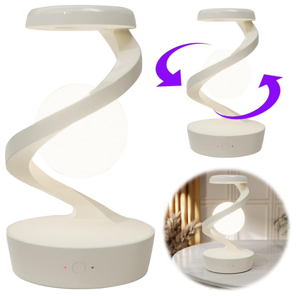 Creative Table 3D LED Lamp RGB Floating and Spinning  In Air Moon Table Lamp with Wireless Phone Charger for Office Bedroom Home