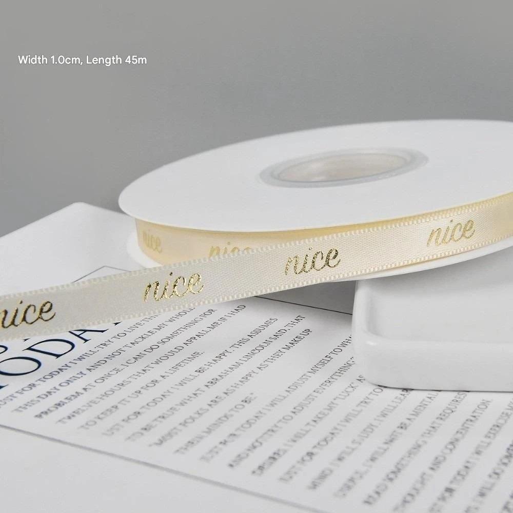 Foil-stamped Atterns Gold Ribbon Polyester Silk Ribbon Gift Wrapping Satin Ribbon Birthday Party