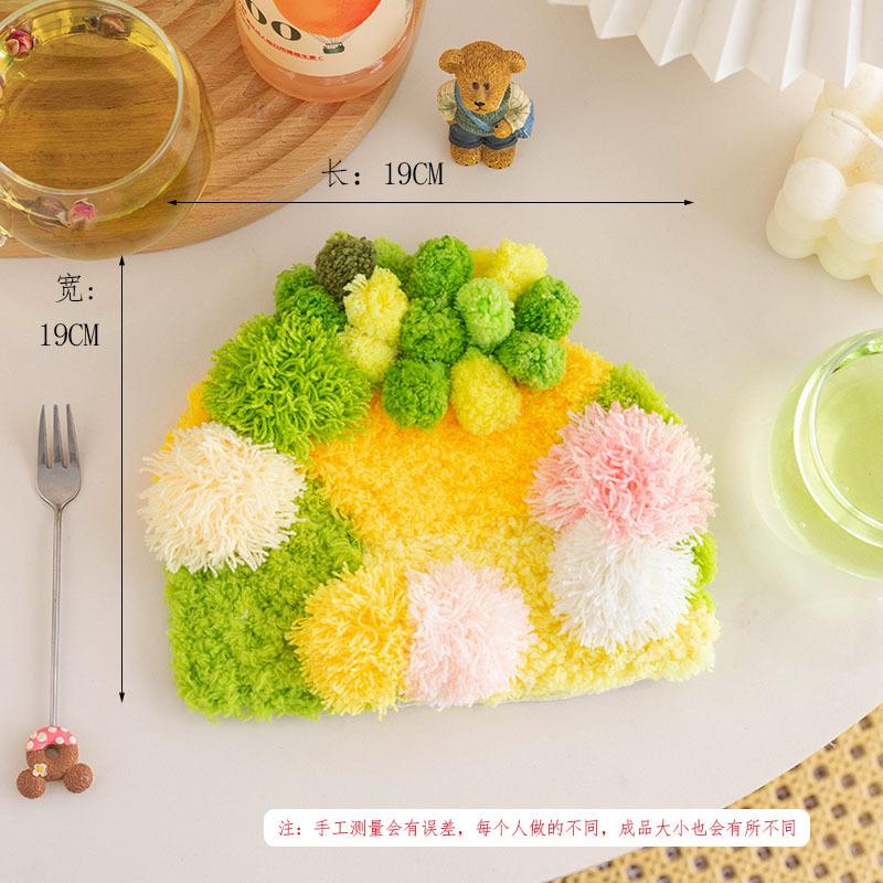Latch Hook Coaster Kits for Adults Beginners Moss Simple Embroidery DIY Crochet Yarn Rugs Hooking Craft Kit for Gift Home Decor