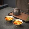 Ceramic Gold Glaze Kung Fu Tea Cup – Handmade Porcelain Small Bowl for Office