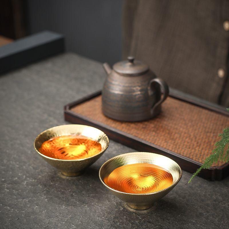 Ceramic Gold Glaze Kung Fu Tea Cup – Handmade Porcelain Small Bowl for Office