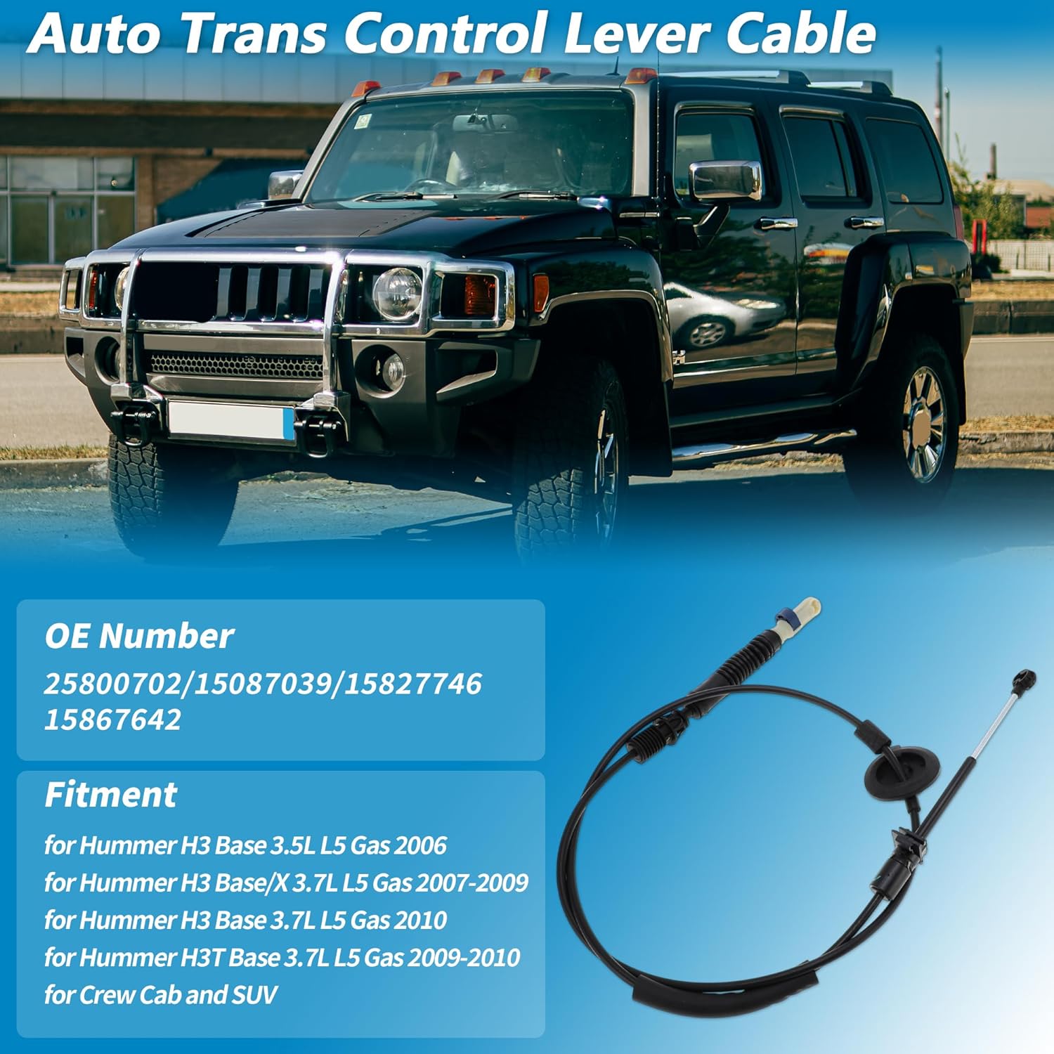 No.25800702 Automatic Transmission Gear Shift Cable for Hummer H3 2006-2010 for Humber H3T 3.7L 2009-2010 A/T Range Lever Shift Control Cable Auto