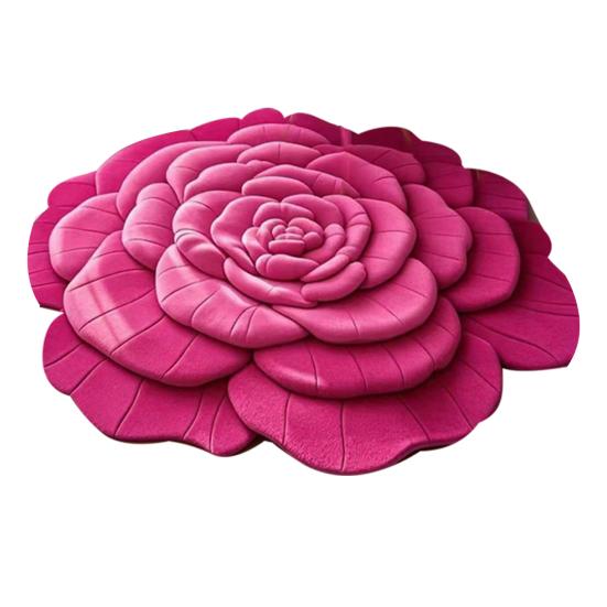 3D Blumen Bodenmatte Rutschfest Saugfähig Badezimmerteppich Realistische Blumenform Bereichsteppich für Schlafzimmer Wohnzimmer Spielzimmer Dekor