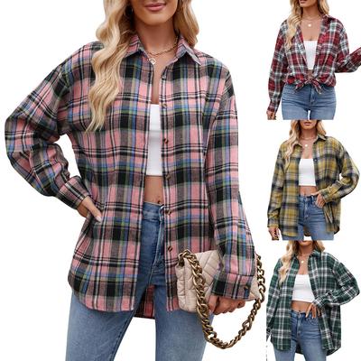 2024 New Fashion Loose Women's Plaid Shirt Fresh College Style Design Blouse And Tops Long Sleeve Casual Female Checked Clothes
