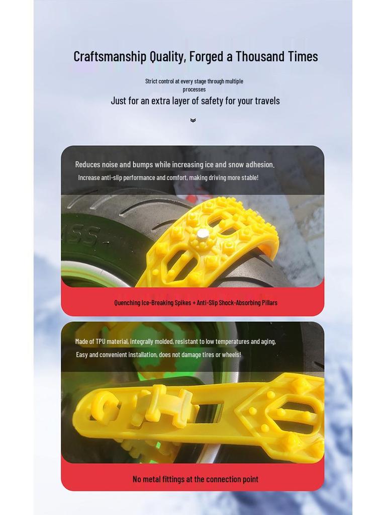 Electric & Motorcycle Tire Anti-Skid Chains: New Thickened Winter Style for Snowy Weather