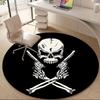 1pc Skull Guns Office Round Area Rug, Indoor Mat Suitable ForOffice, Under Office Chairs Bedroom Living Room Home Decor, Room Deco Q103