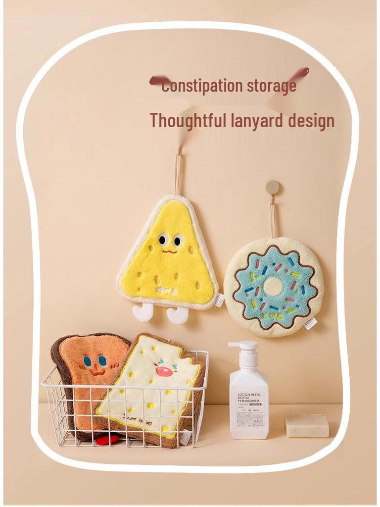 Free Shipping: Korean Style Cartoon Hand Towel - Absorbent, Quick-Drying Coral Fleece for the Kitchen