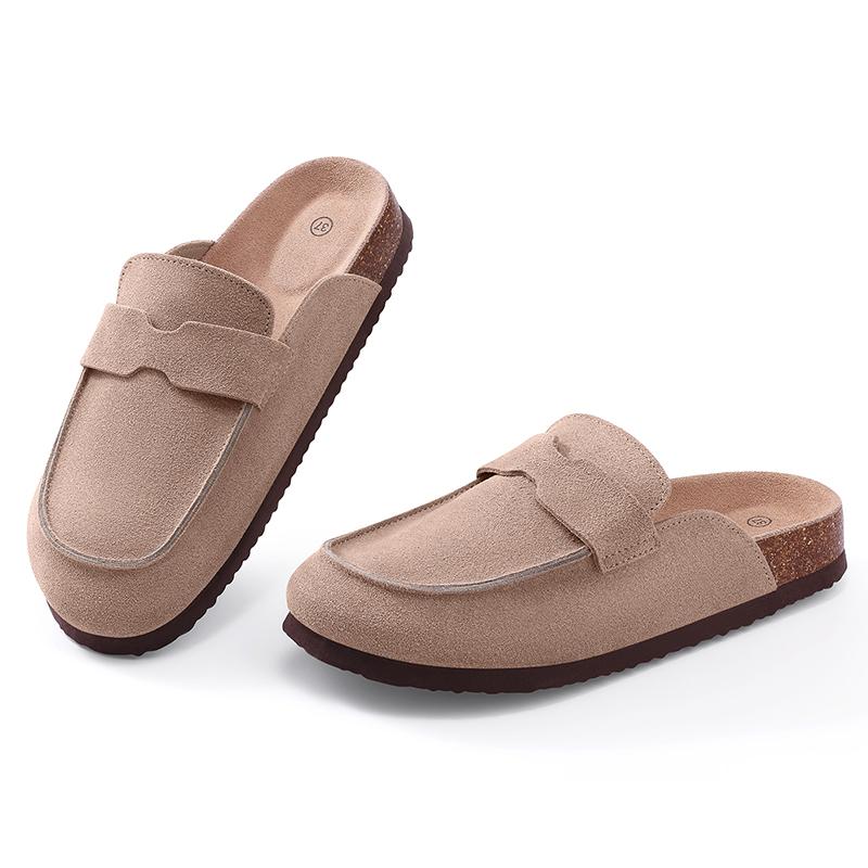 Fashion Kidmi Women's Slippers Indoor And Outdoor New Cork Sole Genuine Cow Suede Clogs Comfortable Beach Slippers Popular Potato Shoes