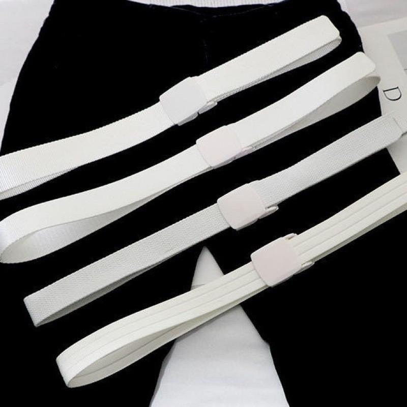 Fashionable Adjustable White Belt For Women Minimalist Smooth Design No Metal No Magnetic For Easy Security