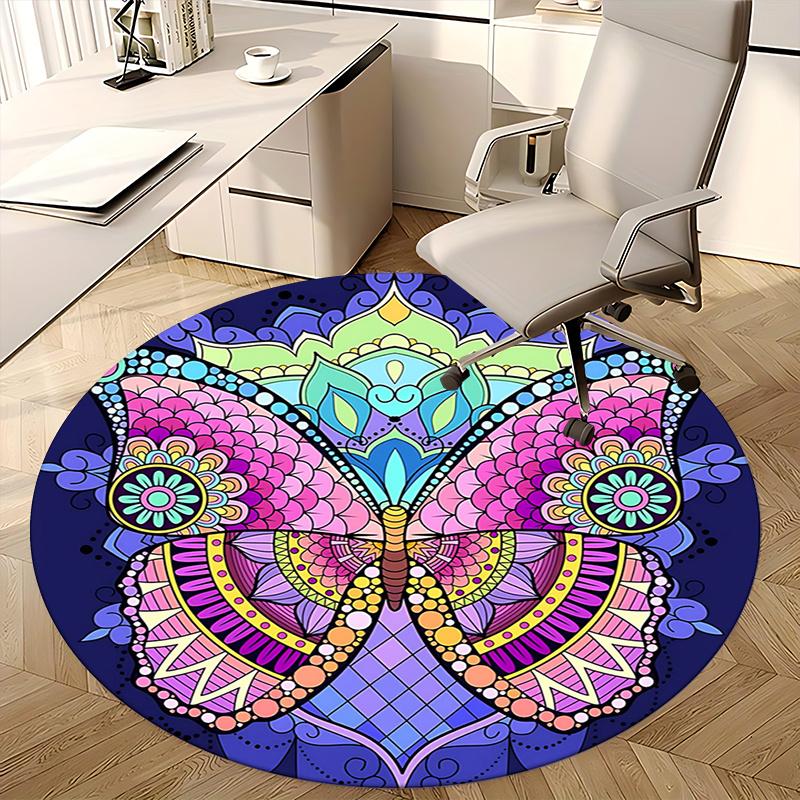 Colorful Butterfly Office Carpet Chair Mats, Vibrant Floral Design for Home Decor, Office Carpet, Living Room Gift, Bedroom Rug, Suitable for Various