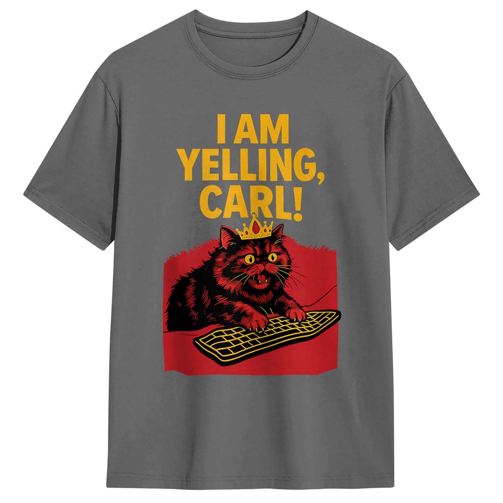 I Am Yelling Carl Screaming Cat Meme T Shirt Harajuku Tshirts Shortsleeve Vintage Tops Summer 100 Cotton 4xl 5xl 6xl Tees