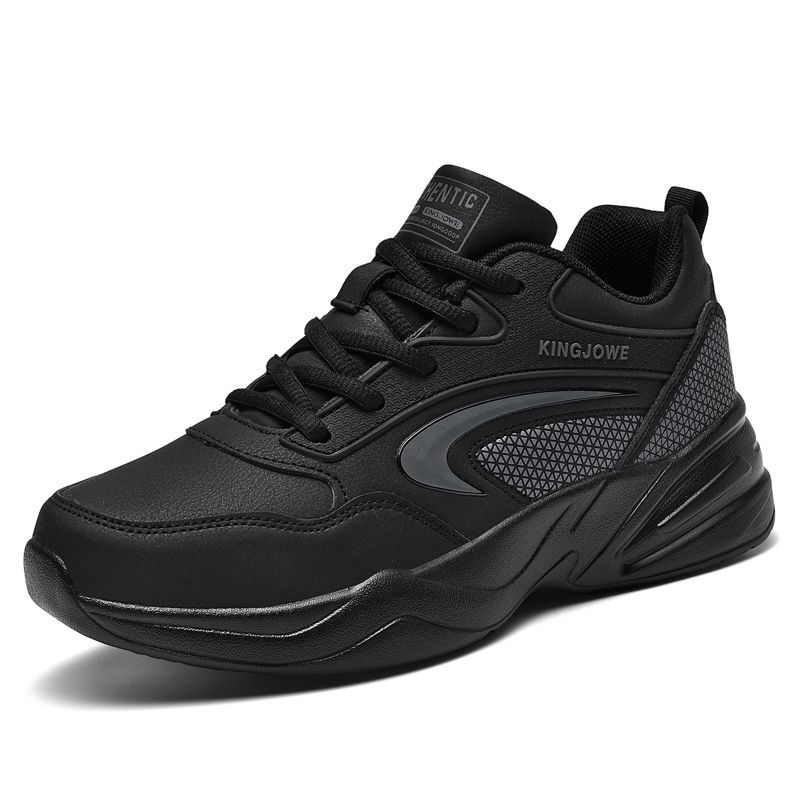 Autumn and Winter Beef Tendon Sole Non-slip and Wear-resistant Shoes Men's Black Leather Waterproof Sports Shoes Men's Velvet Thermal Cotton Shoes