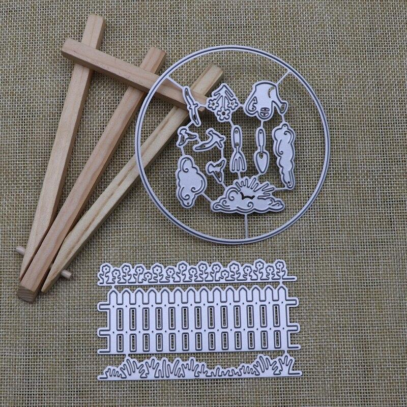 Garden Fence Cloud Bird Watering Can Flower Wedding Metal Cutting Dies Stencil Scrapbooking Craft