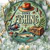 Metal Fishing Sign Rustic Round Wall Decor Waterproof Indoor Outdoor Home Office Bar