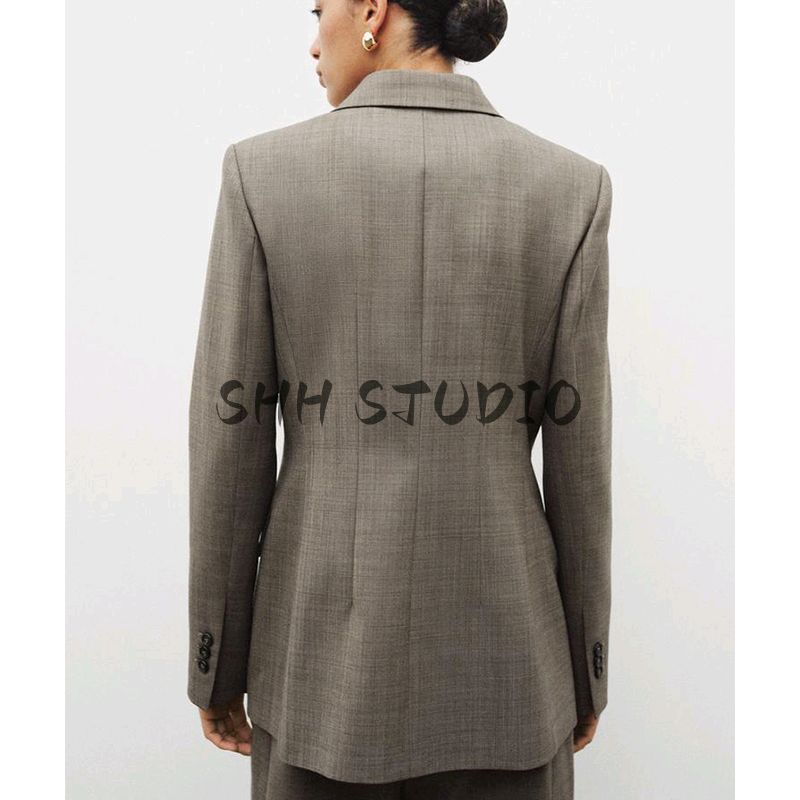 Spring New Women's Clothing Silm Suit Outwear 9901261 Wool Blend Casual Pleated Pants 9879261