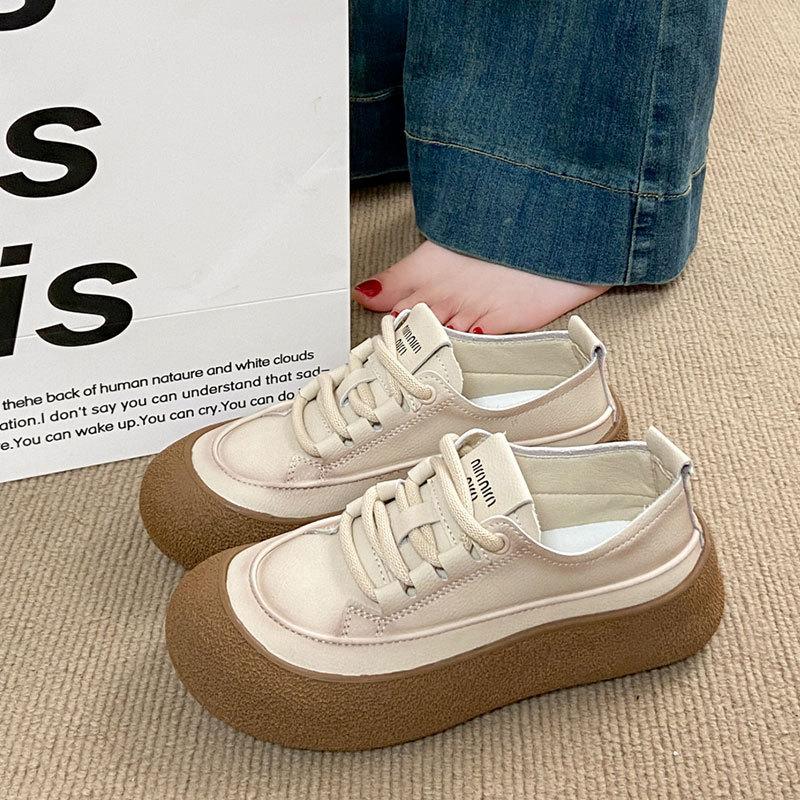 Retro Thick-soled Women's Spring and Autumn New Breathable Versatile Soft-soled Sports and Leisure Board Shoes Women