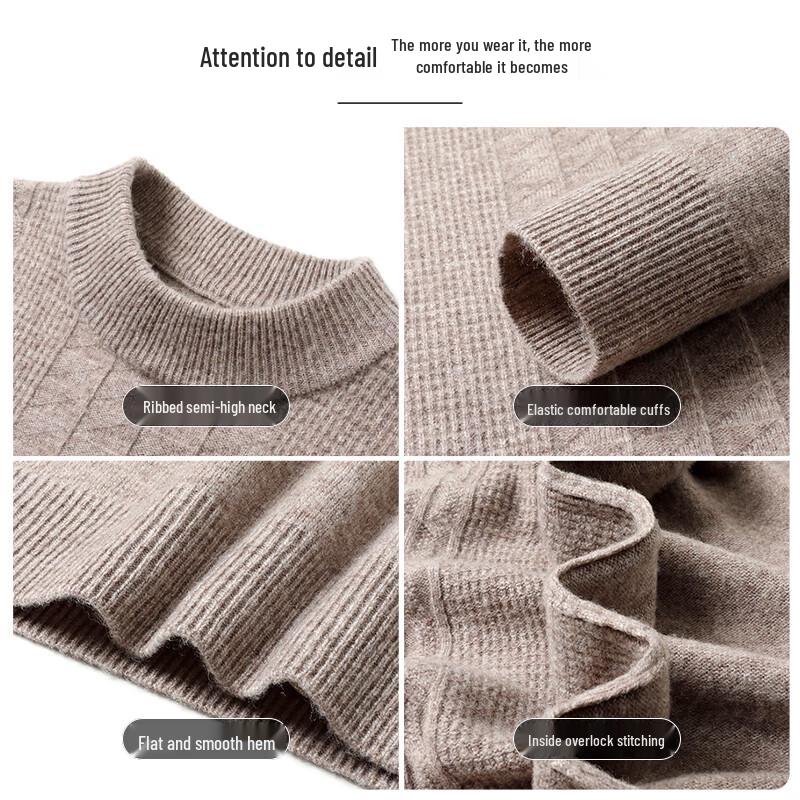 SHANSHAN Men's 100% Wool Round Neck Striped Pullover Sweater