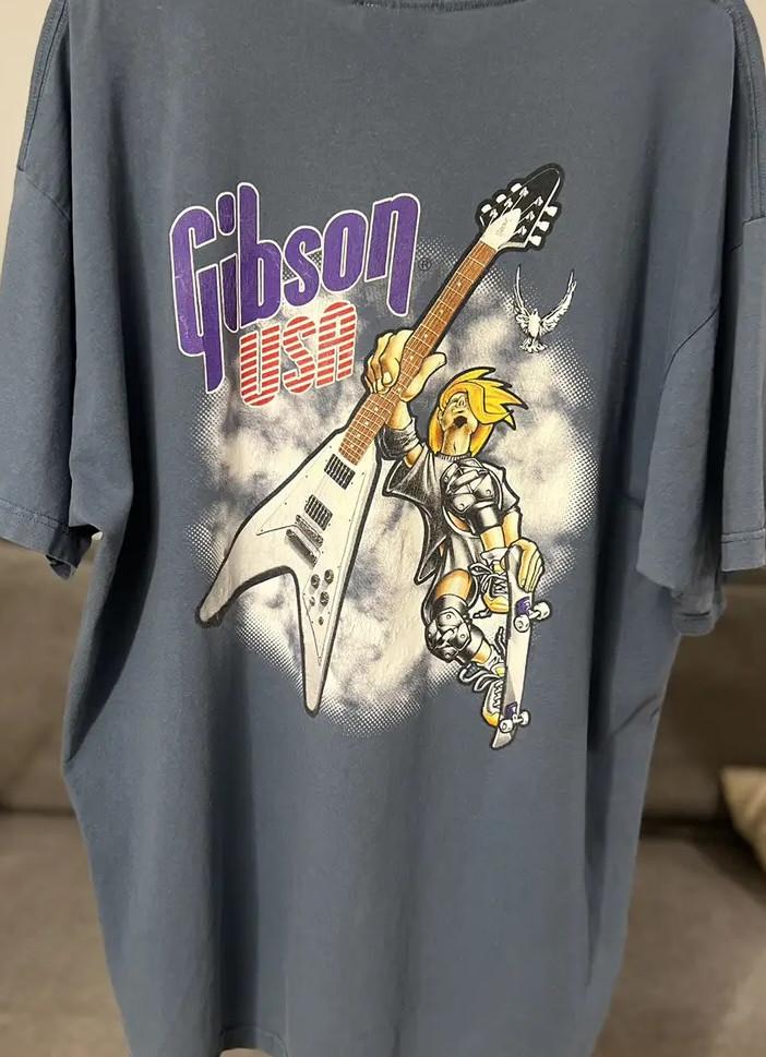 

Vintage Gibson Band Flying V Guitar Cotton Shirt Unisex Concert S to 5XL EL116 Unisex T-Shirt XXXL