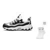 Skechers D'Lites Cushioning Lightweight Height Increasing Low Top Chunky Sneakers Women's Black White (Unisex) Chunky Sneakers 11914 BKW