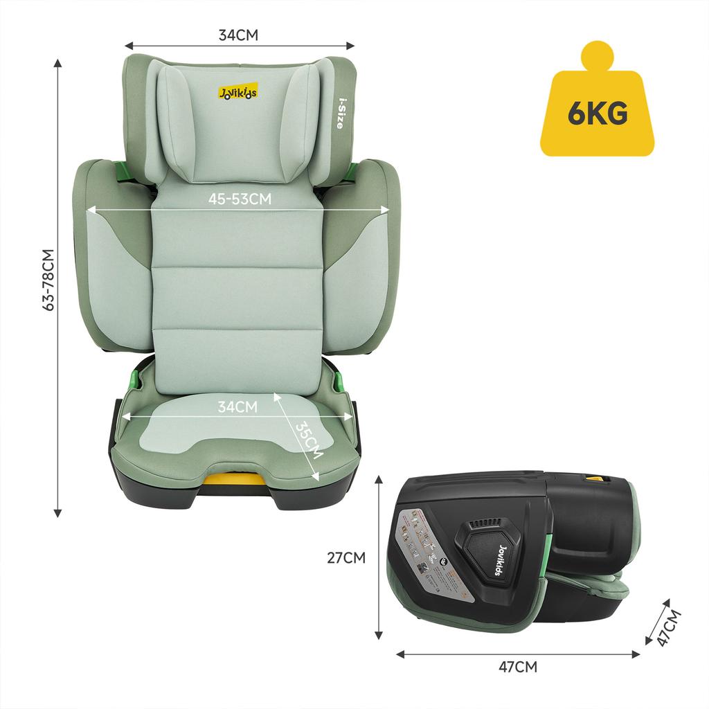 Rober i-Size Booster Car Seat, ISOFIX, 100-150cm (3-12 Years), Adjustable, Portable, ECE R129