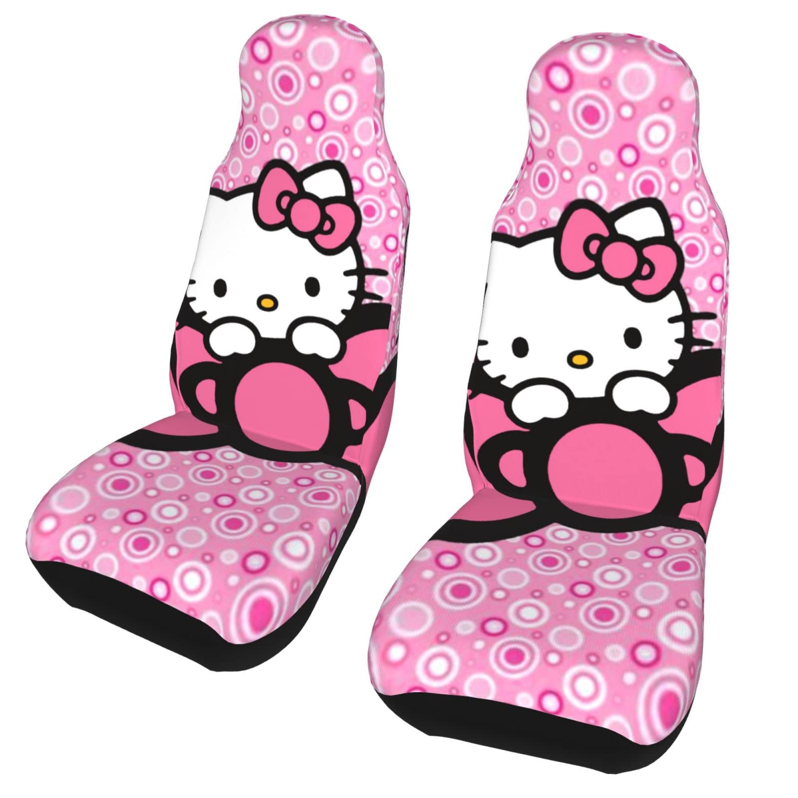 

Комплект автомобильных сидений Hello Kitty для передних сидений, подходит для легких и обычных легких автомобильных сидений, чехлы для задних сидений пассажирских автомобилей, чехлы, 2, сиденья, автомобили, передние, чёрный
