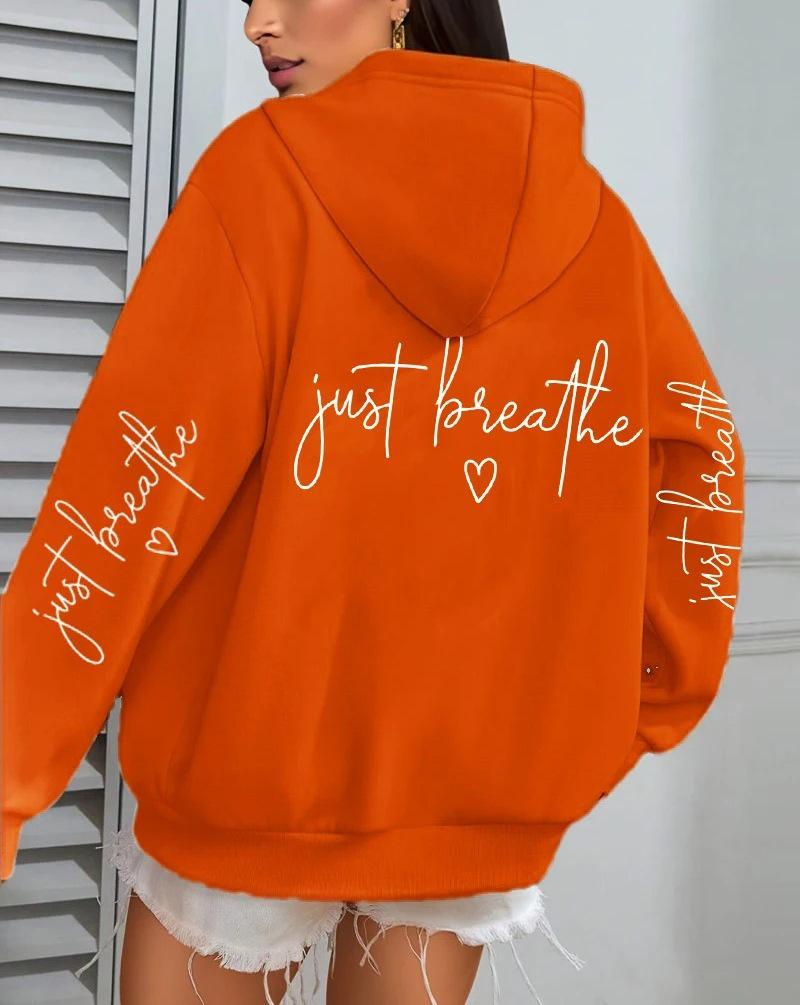 Just Breathe Love Women's Casual Fleece Hoodie with Pockets