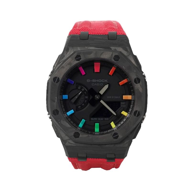 CASIO Customized watch modified series waterproof luminous Quartz canvas strap same style for men and women black dial GA-2100-1A1