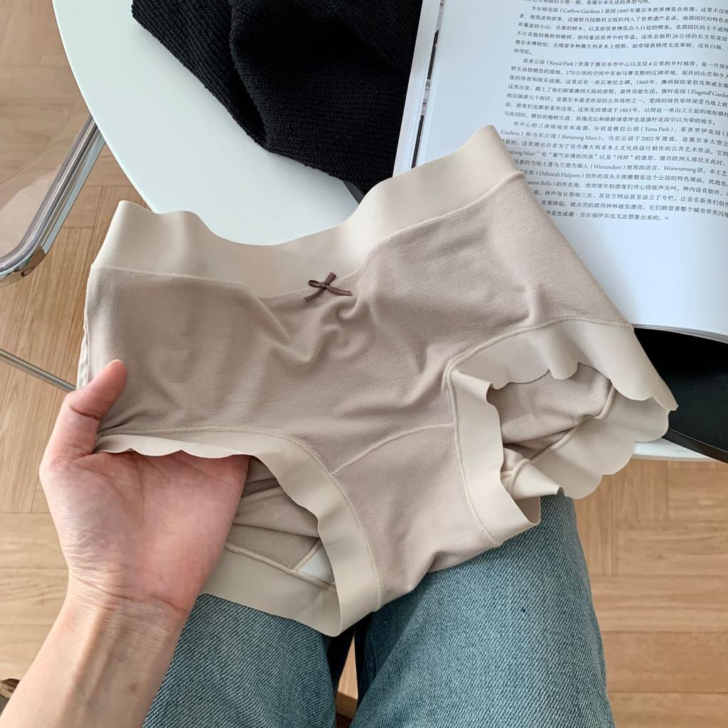 Women's Spring and Autumn Simple Color Collision 10A Antibacterial Extended Crotch Waist Non Trace Briefs