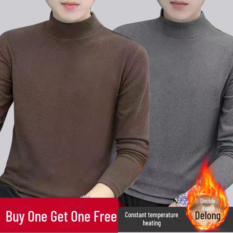 

Мужская модная немецкая бархатная футболка с длинным рукавом и полувысоким воротником — теплая, плотная и стильная нижняя одежда. M