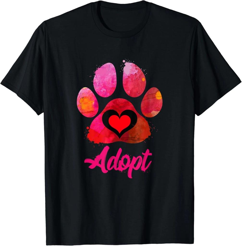 Adopt Love My Rescue Animal Lover Watercolor Art Gift T-Shirt