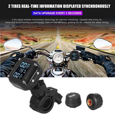 Sistema di monitoraggio della pressione dei pneumatici per moto impermeabile 7 modalità di allarme TPMS wireless sveglia automatica e