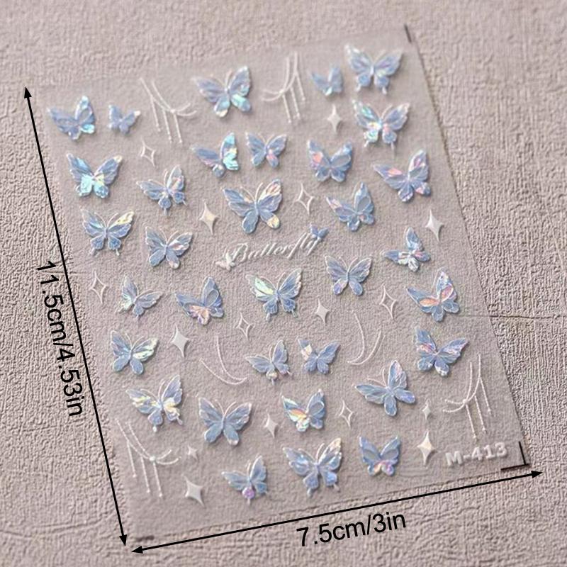 Nálepka na nehty s barevným motýlem Zvýraznění lesku Lepidlo na zdobení nehtů Salon Diy Stereoskopické