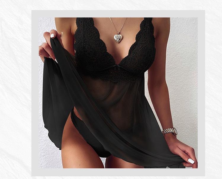 Women's Sexy Lace Sling V-Neck Nightdress