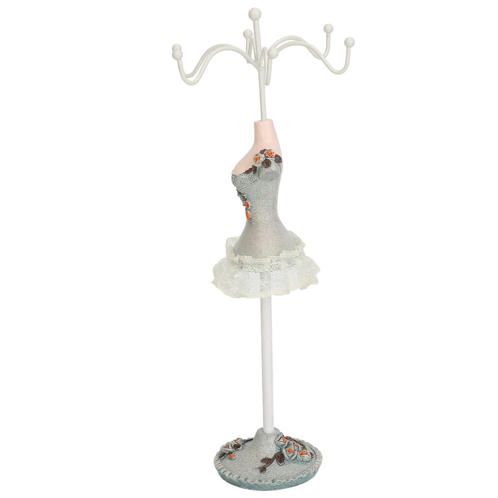 Earrings Necklace Princess Dress Stand Display Iron Mannequin Princess Jewelry Rack Pine Green 3