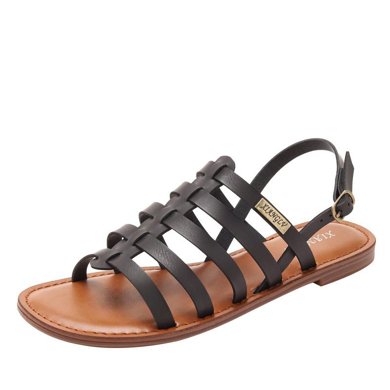 

Simple and stylish flat beach shoes summer new cross casual roman bohemian sandals 36 чёрный