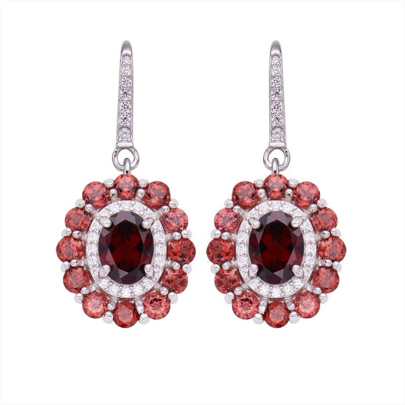 Natural Colored Jewelry Aquamarine Topaz Amethyst Citrine Stud Earrings S925 Silver Light Luxury High Sense