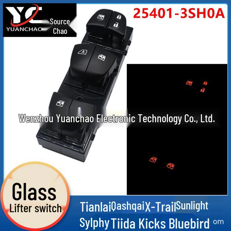 Nissan Teana Qashqai Tiida X-Trail Power Window Switch Button with White Orange Light (25401-3SH0A)