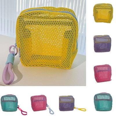 Washable Mesh Zipper Bags Handle Square Toiletry  Bag Travel Kit Organizer  Lipstick