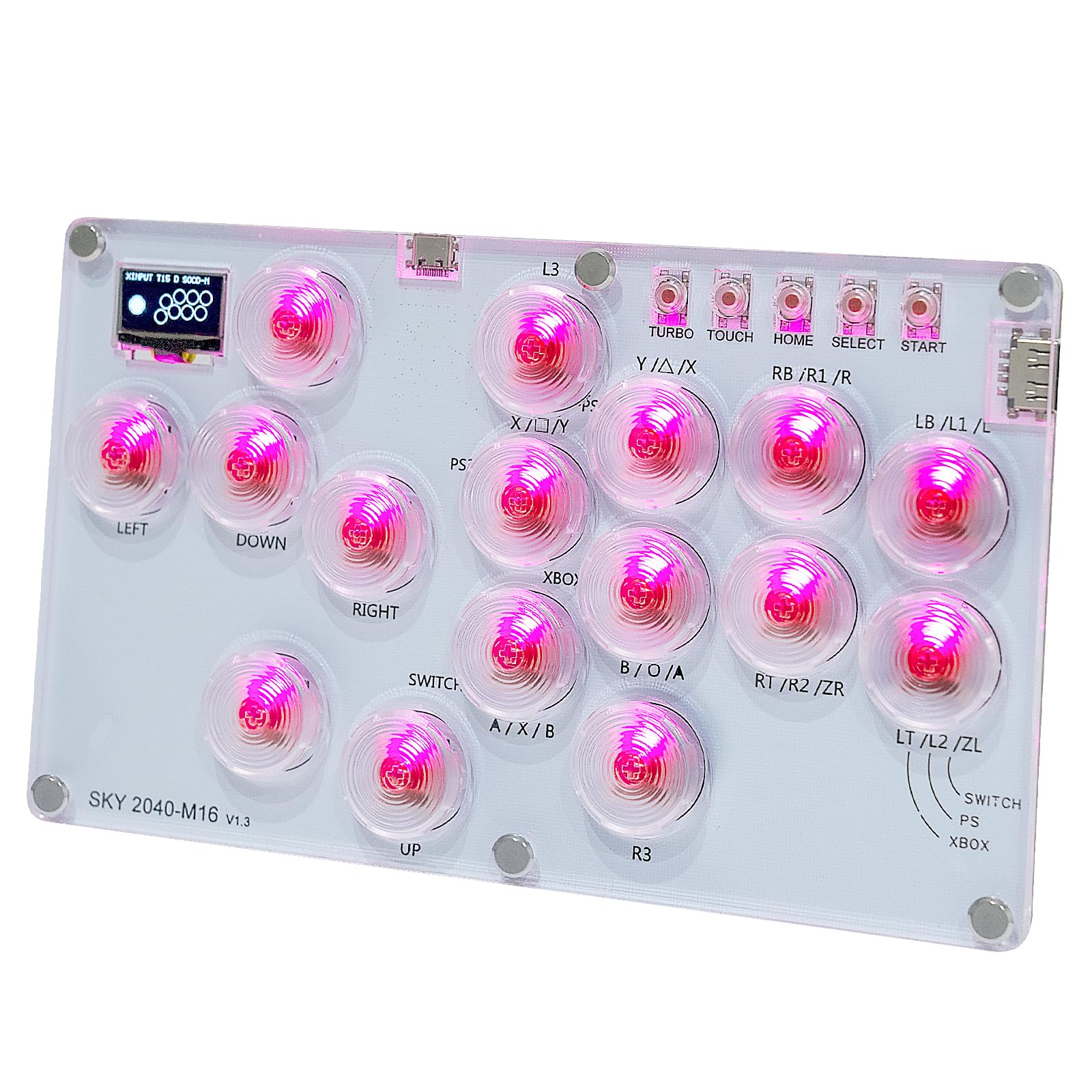 

VICHTOP Leverless Arcade Smallest and Released in Arcade Compatible with Steam RGB LED Hot Rapid Fire For Fighting Japanese Instruction Manual Model красный