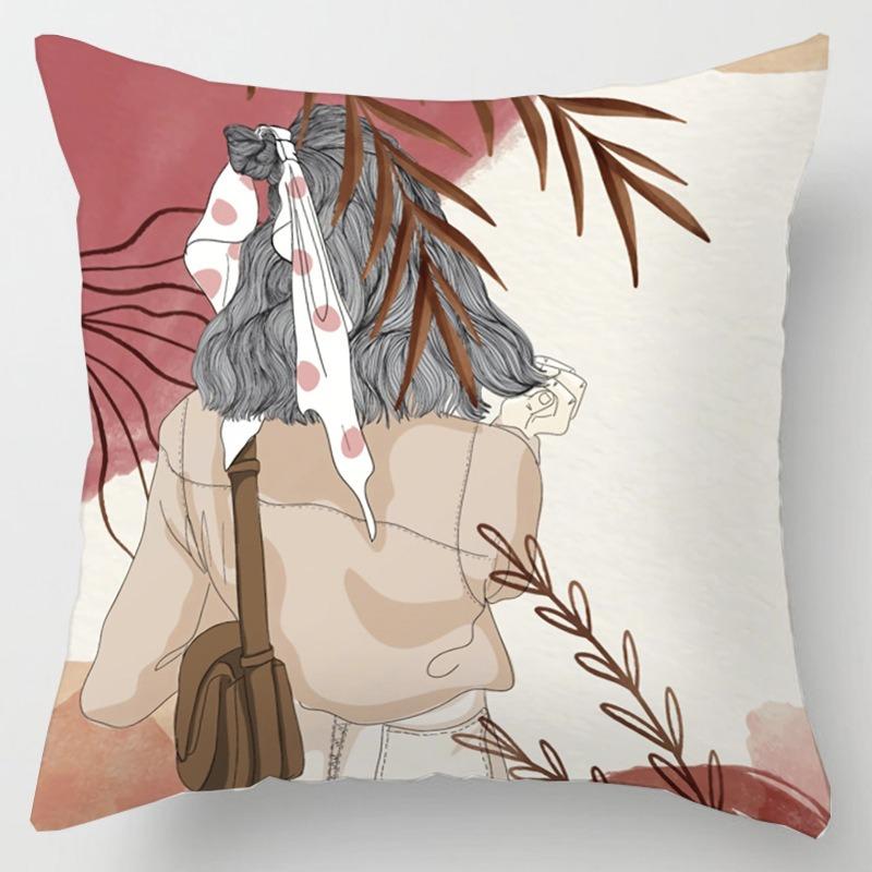 Square Pillow Cushion Living Room Sofa Pillow Simple Character Pillow Case Bedroom Window Sill Bay Window
