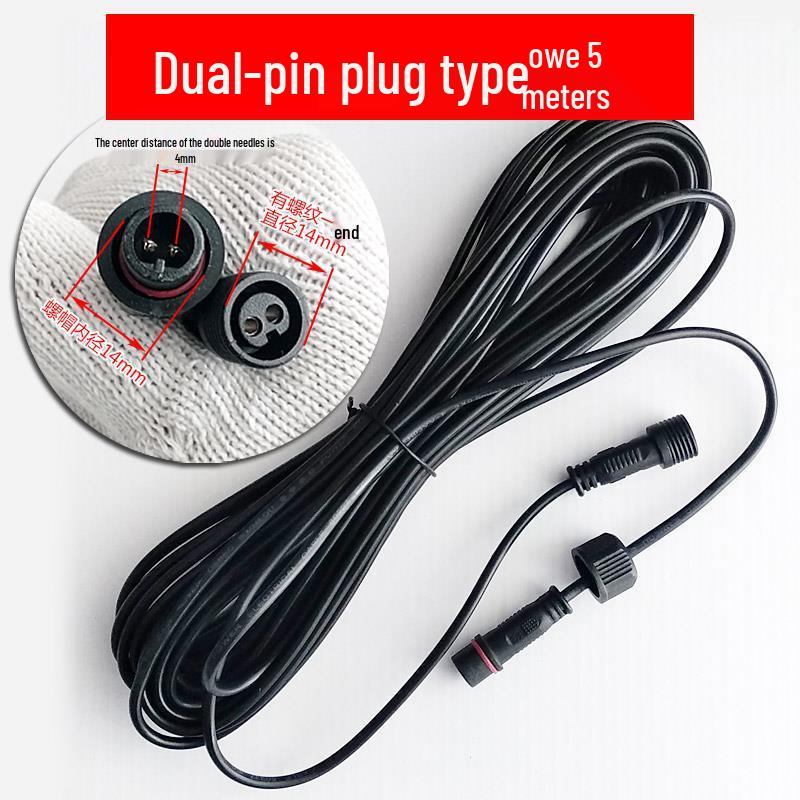 10-20m Waterproof Solar Floodlight Streetlight Extension Cord with DC Male-Female Double Pin Sockets