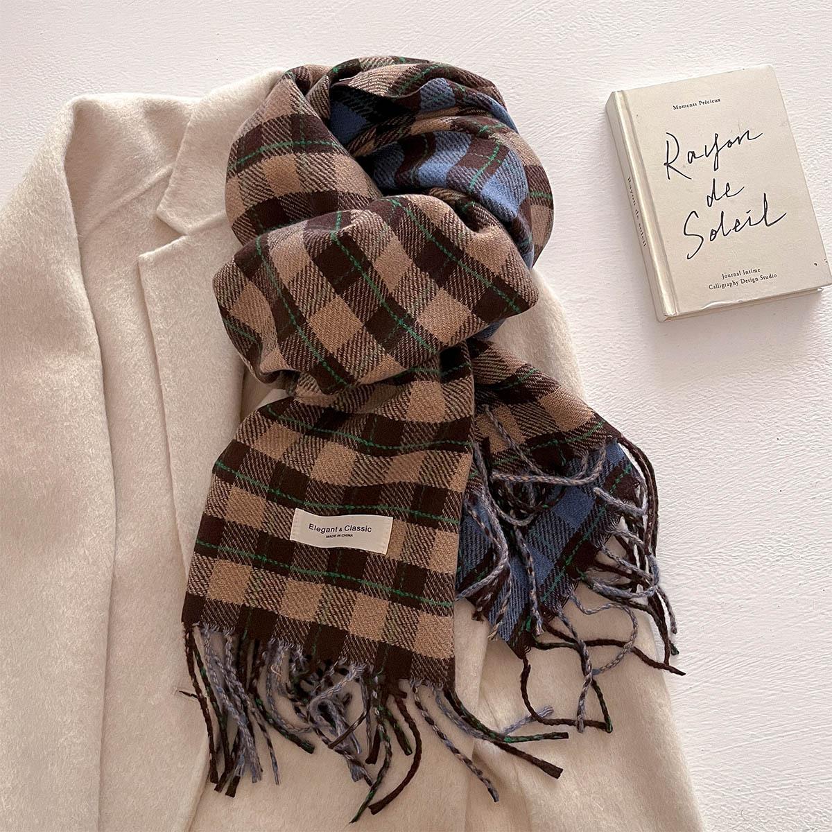 

40*200CM Warm Thickened Scarf For Women Long Tassel Pashmina Shawl Faux Cashmere Warps Autumn Winter High Quality Blanket 20-200cm