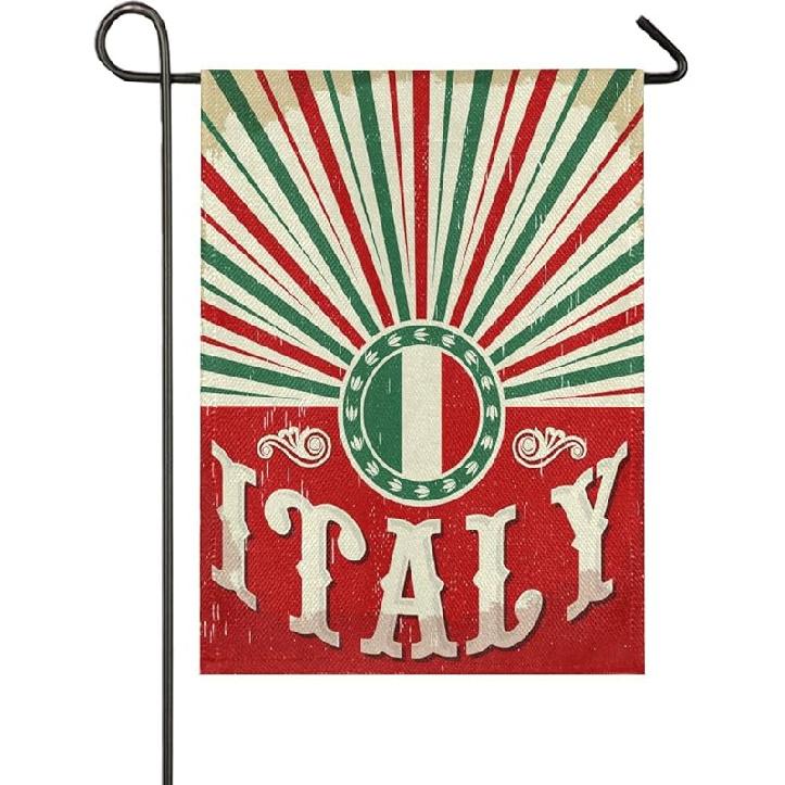 

ALAZA Vintage Old Italian Flag Burlap Garden Flag Home Banners, Double Sided Welcome Farmhouse Outdoor Yard Decorative Flag 12 x 18 inch 12x18(in)