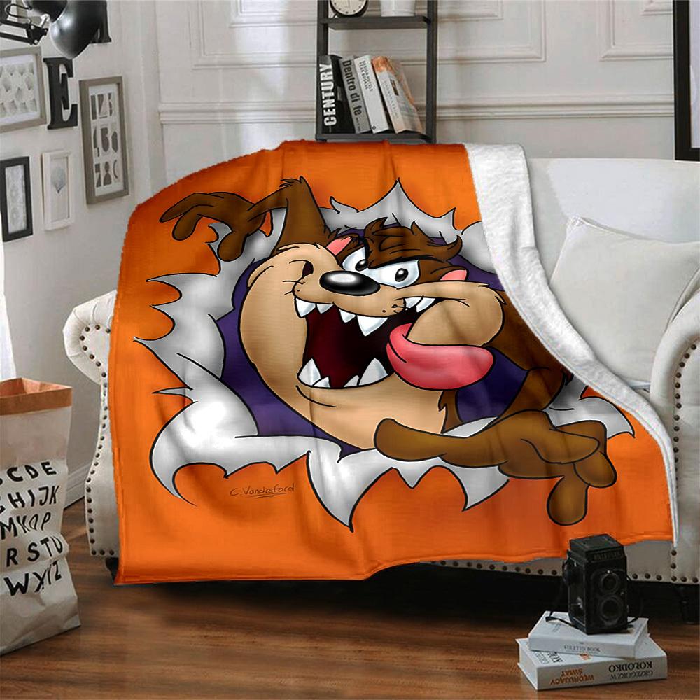 1pc Tazmanian Devil Looney Tunes Flannel Throw Blanket Lightweight Soft Warm All Season Blanket for Sofa, Bed, Travel,L1029002