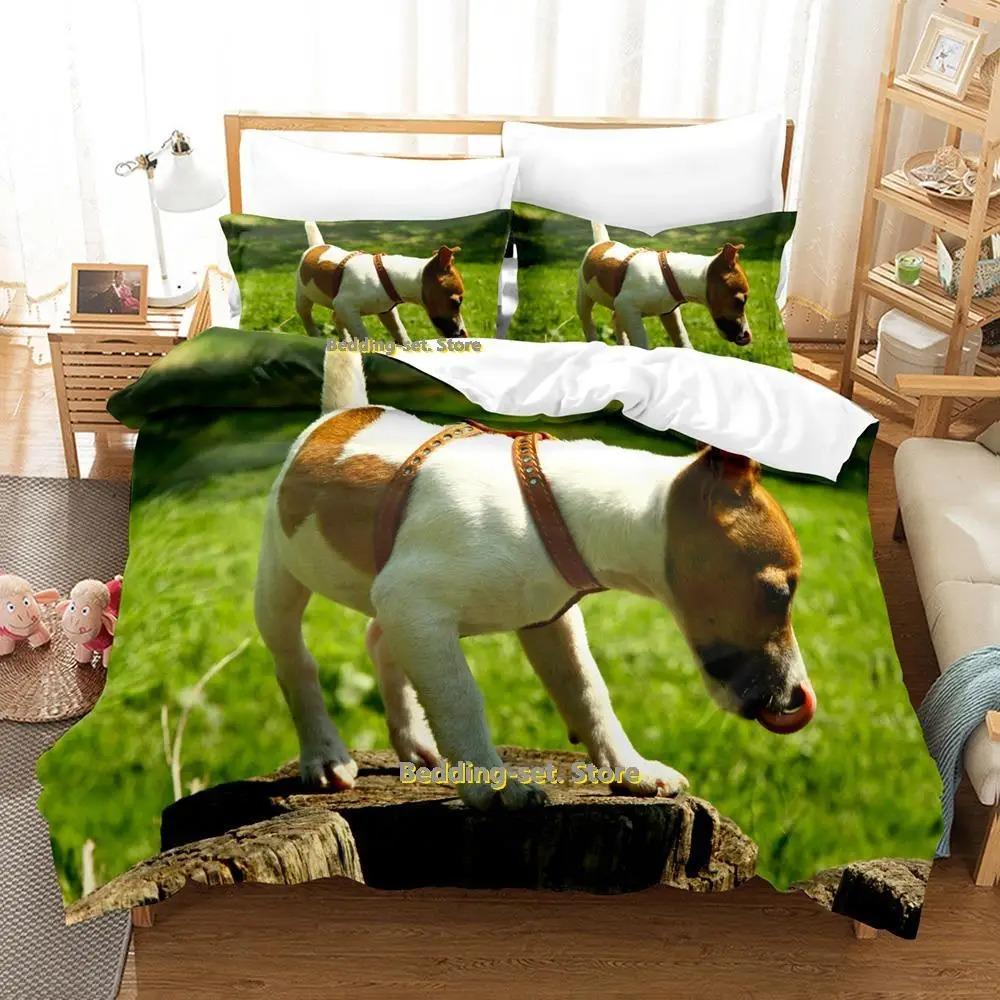 

Новий набір постільної білизни Джек Рассел тер єр Односпальне ліжко з двома односпальними ліжками розміру king-size для дорослих і дітей. Комплекти ковдр для спальні. EU Single 135x200cm