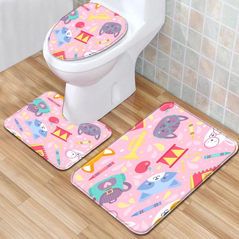 Textured Toilet Three-Piece Floor Mat Bathroom Three-Piece Carpet Doormat