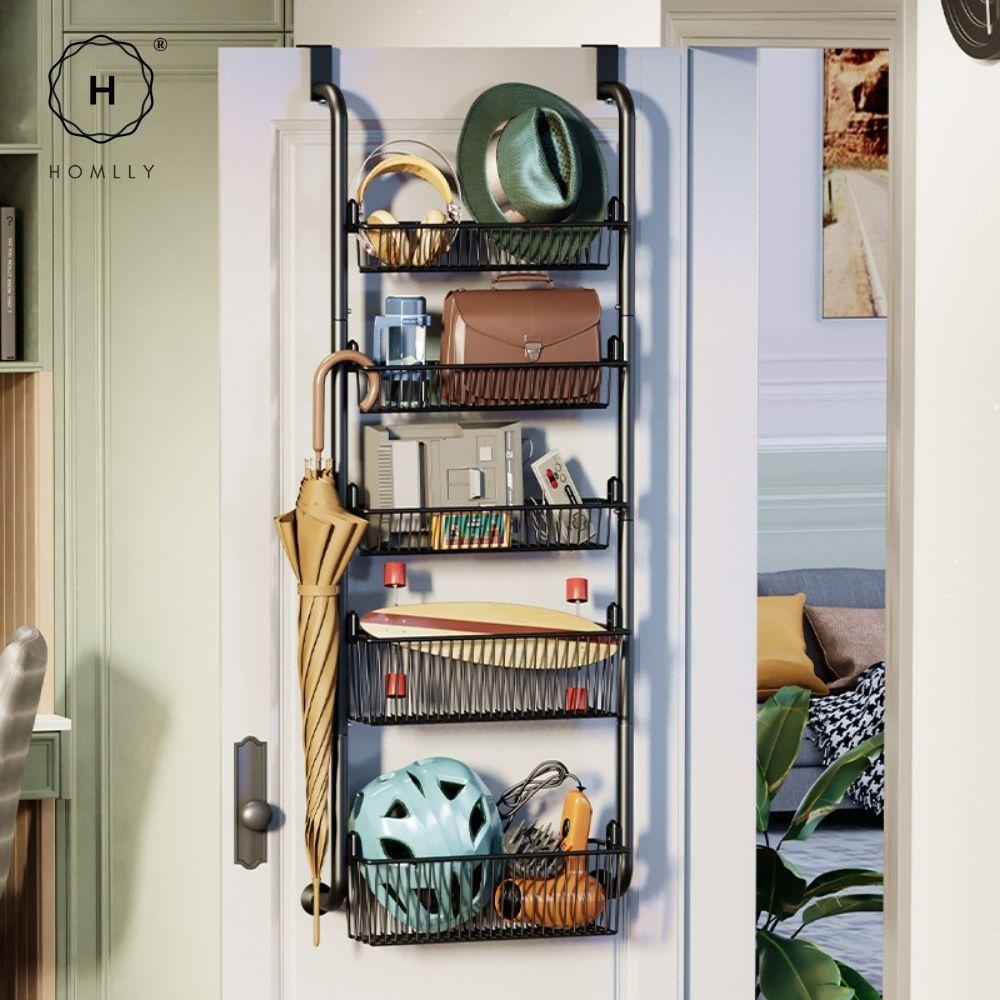 Homlly Over the Door 4/5/6 Tier Pantry Kitchen Bathroom Organizer and Storage Rack with Full Basket