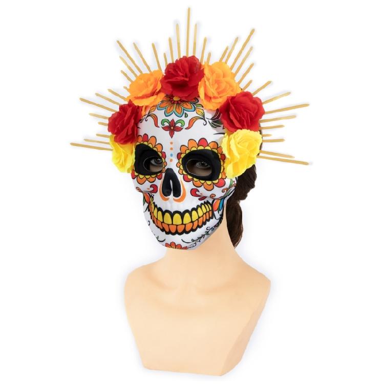 Masquerade Mask Day of The Dead Mask Rose Suger Skeleton Mask for Halloween Cosplay Costumes Party Mask for Women Men